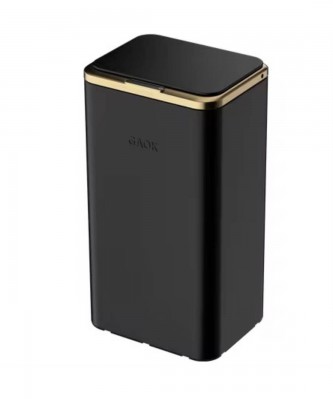  Stainless Stell Smart Induction Type Trash Can With Automatic Open Lid, Sanitary Bucket Black Color